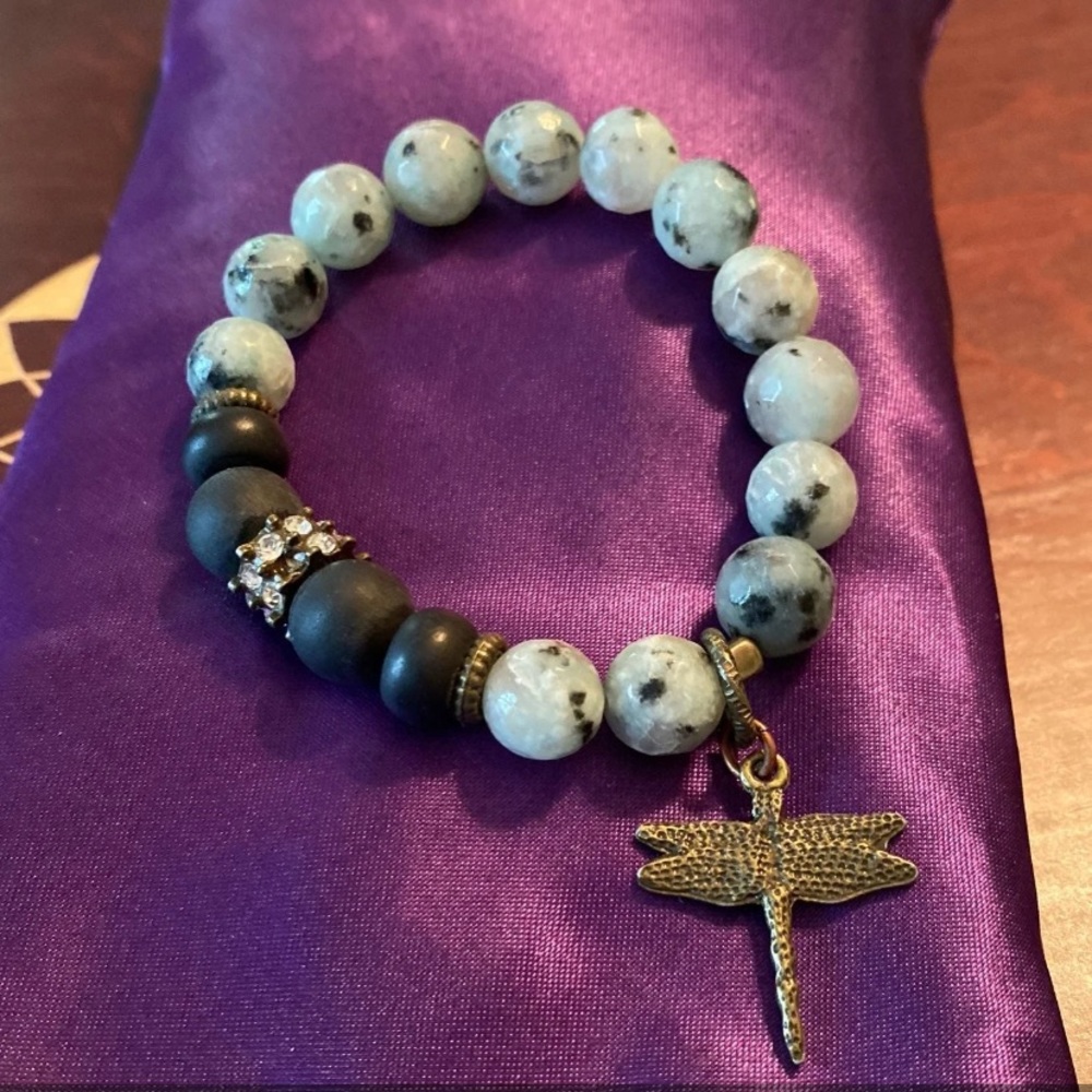 Dragonfly Charm Bead Bracelet